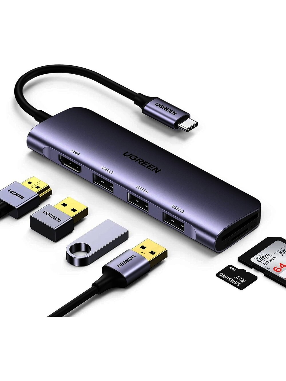 USB C Hub HDMI Adapter, 6-in-1 Tuwejia USB C Adapter with 4k HDMI, MicroSD/TF...